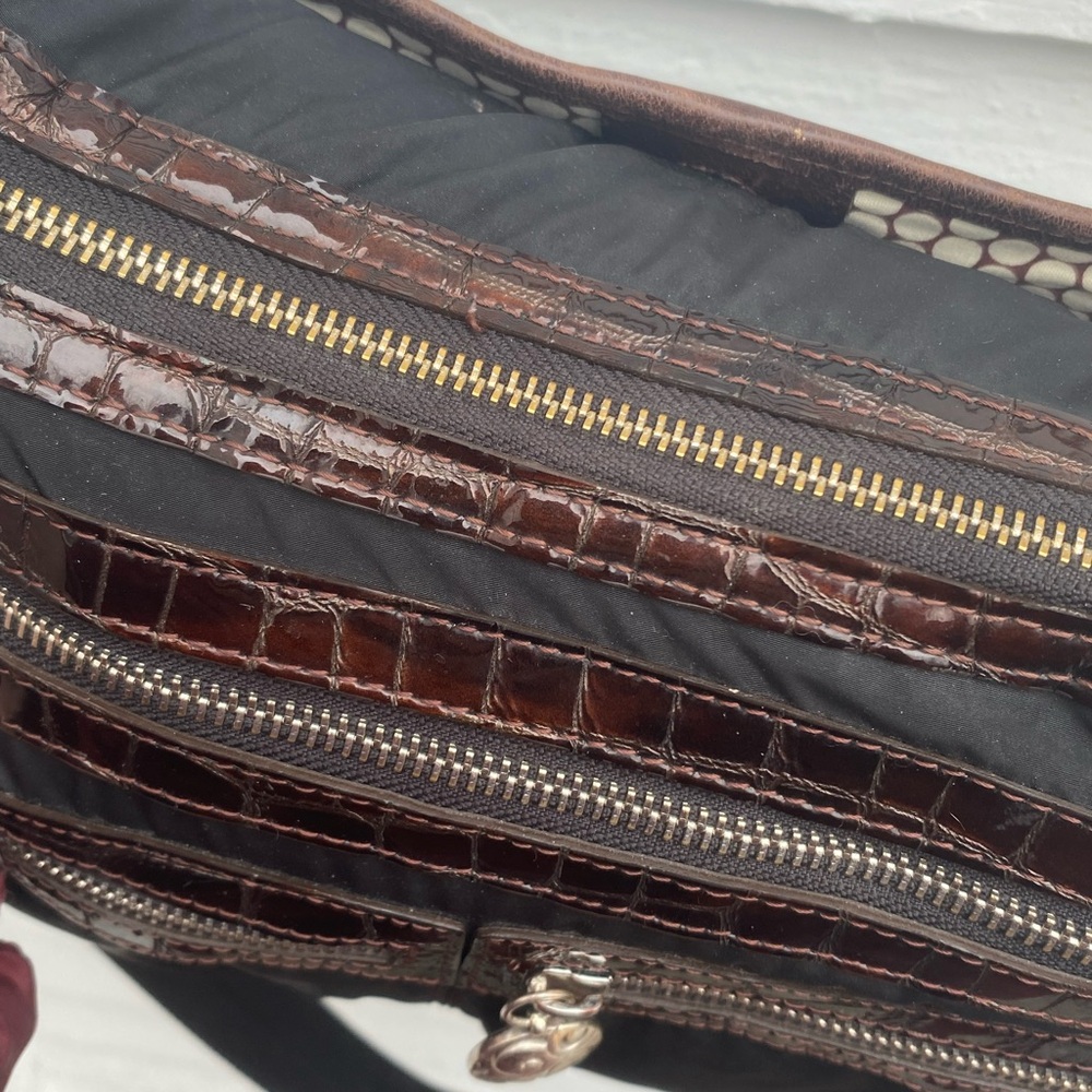 Brighton Nylon Go Go Slim Crossbody Bag Black/Brown Croc🐊 Embossed Leather Trim - Picture 8 of 16